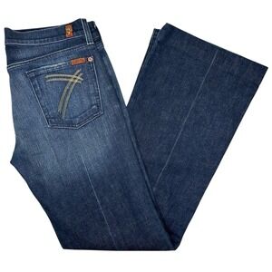 7 for All Mankind 7FAM Women's 30 Dojo Jeans Blue Denim Flared Wide Leg Y2K